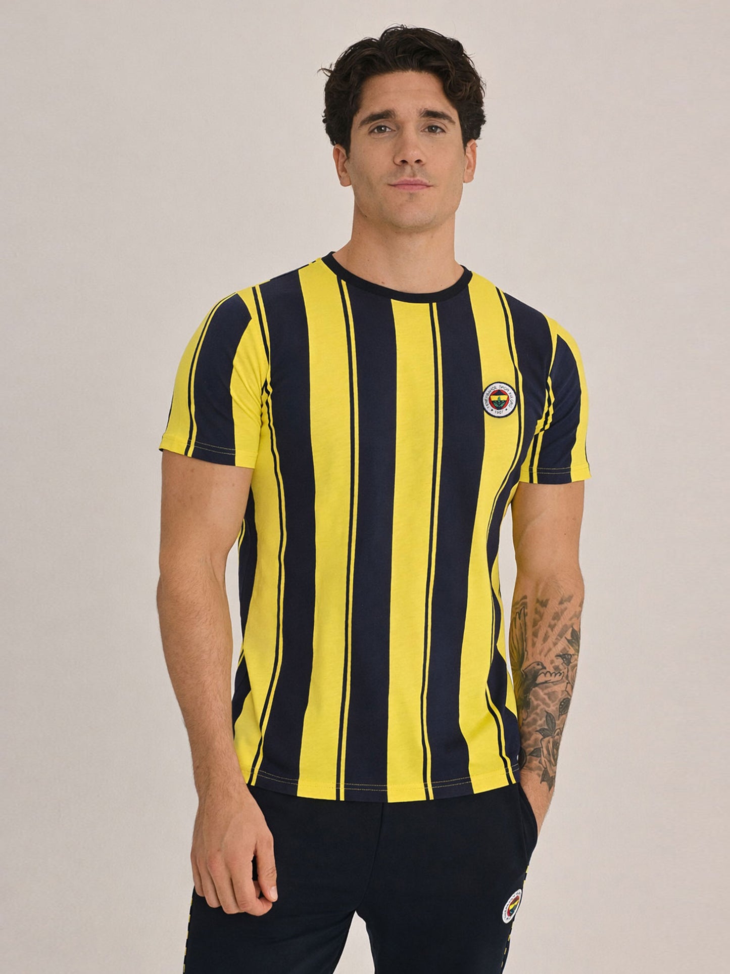 Fenerbahçe Sarı Lacivert Tribün Çubuklu Erkek Tshirt