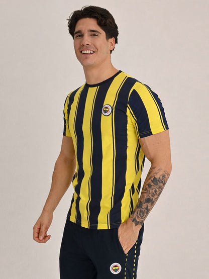 Fenerbahçe Sarı Lacivert Tribün Çubuklu Erkek Tshirt