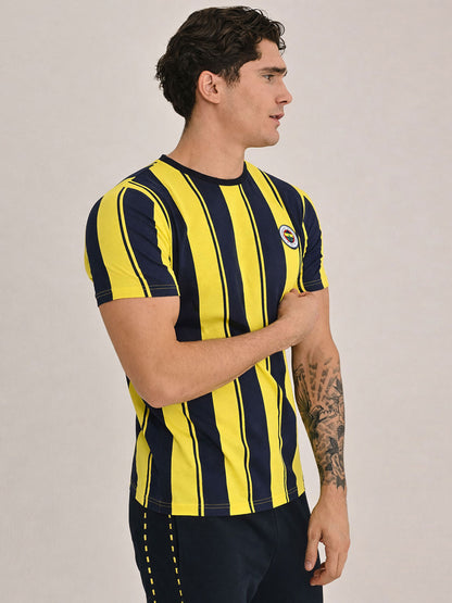 Fenerbahçe Sarı Lacivert Tribün Çubuklu Erkek Tshirt