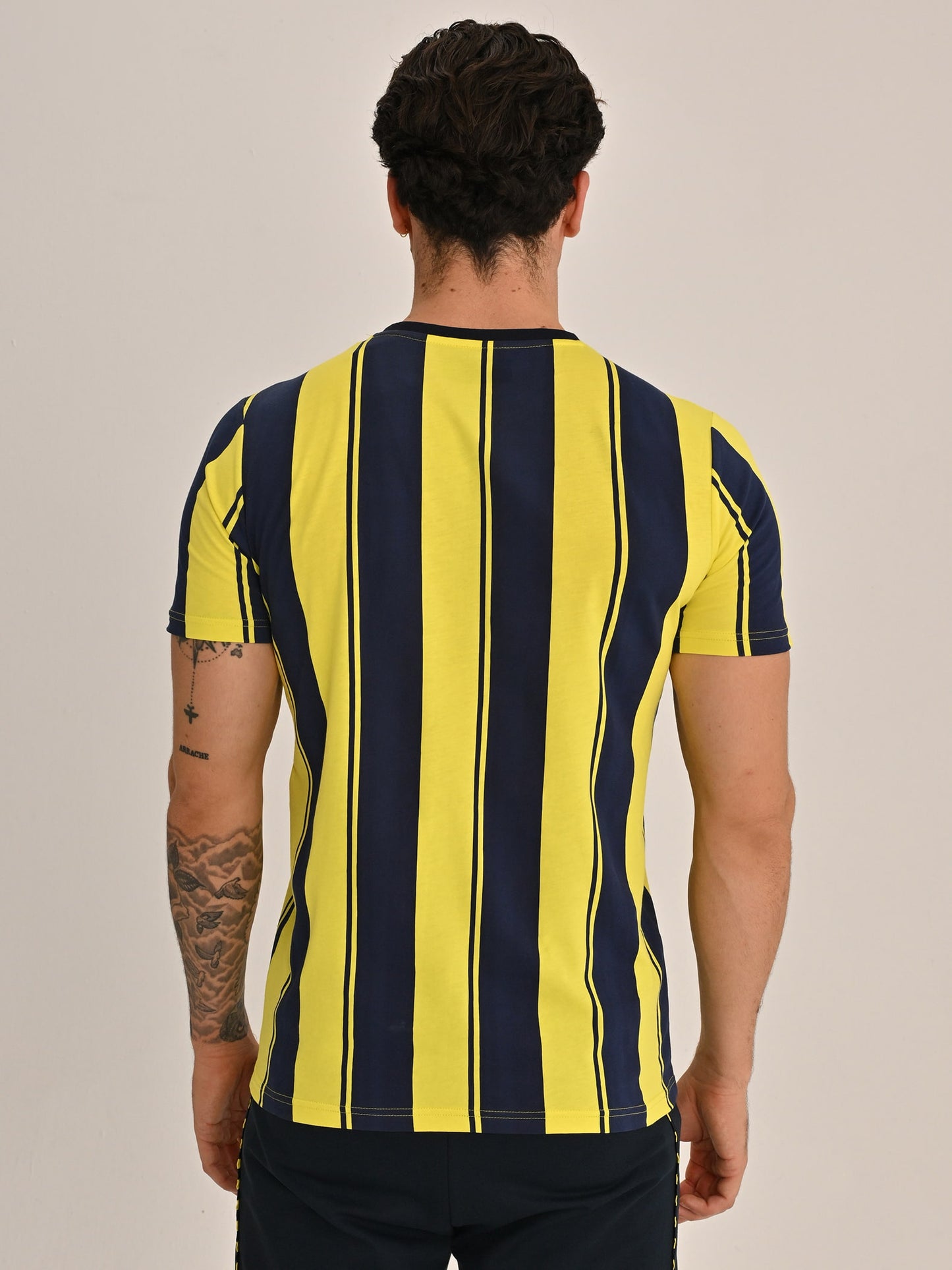 Fenerbahçe Sarı Lacivert Tribün Çubuklu Erkek Tshirt