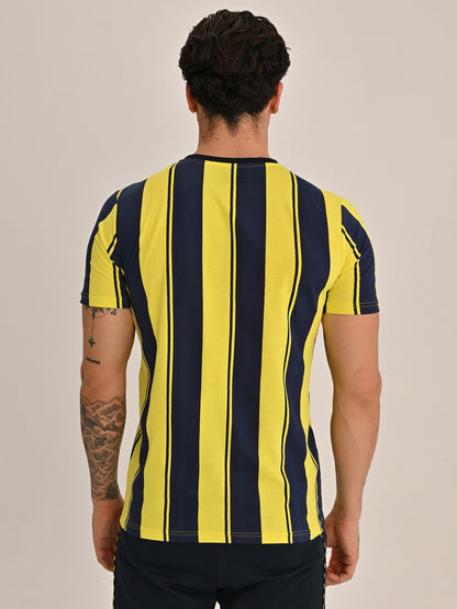 Fenerbahçe Sarı Lacivert Tribün Çubuklu Erkek Tshirt