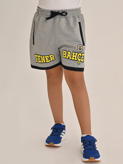 Fenerbahçe Gri Melanj Tribün Altı Renk Logolu Çocuk Şort