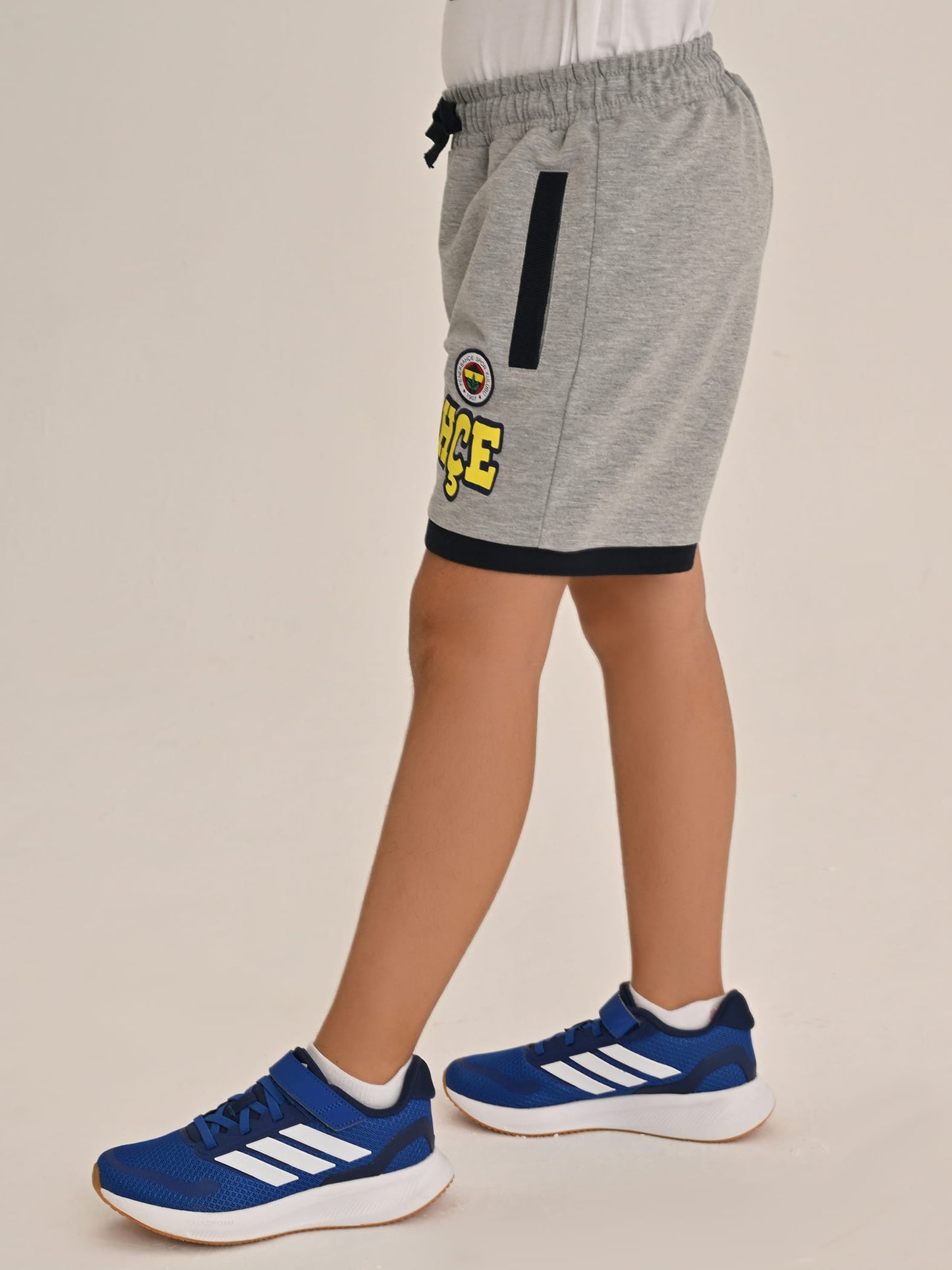 Fenerbahçe Gri Melanj Tribün Altı Renk Logolu Çocuk Şort