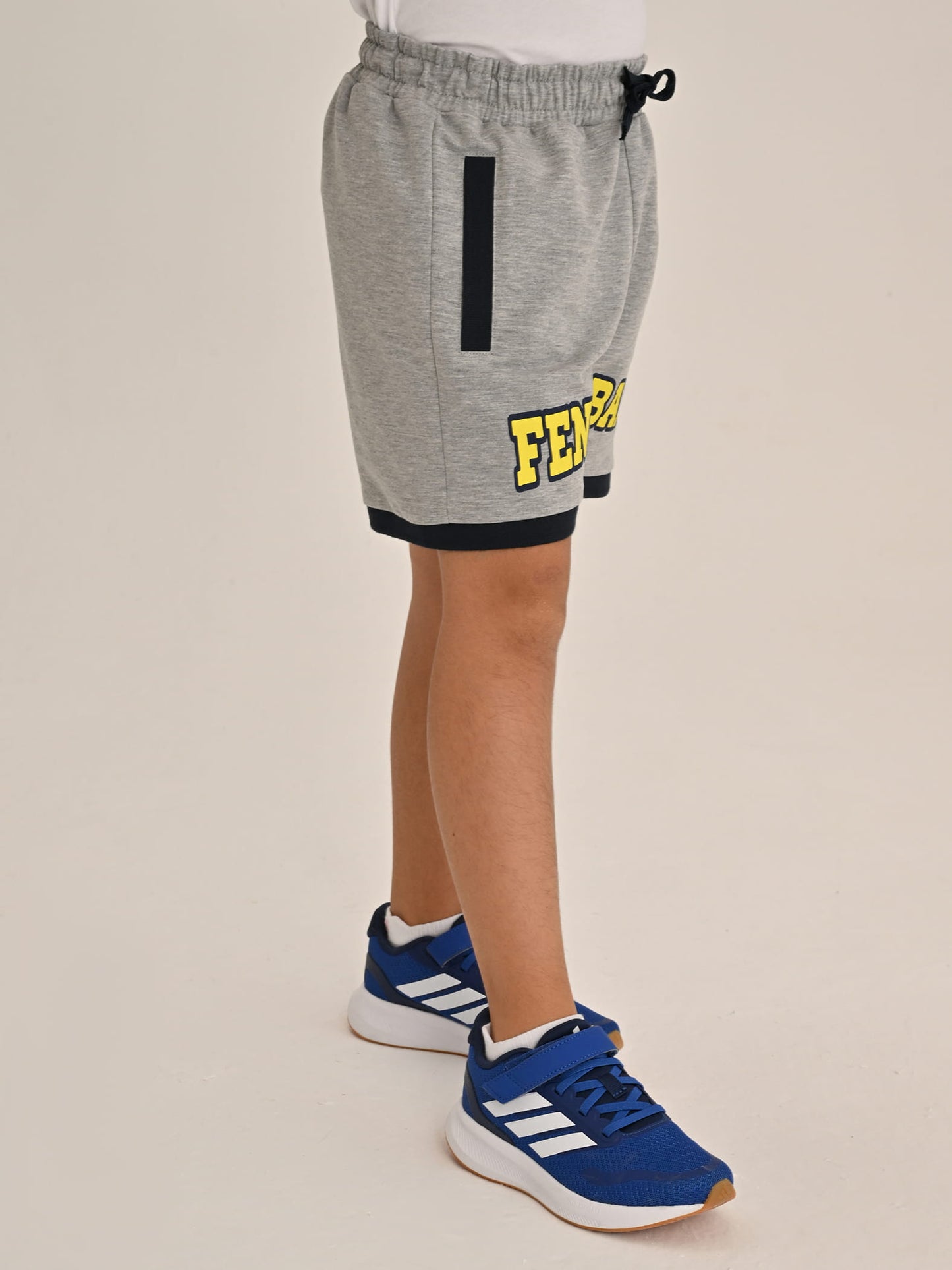 Fenerbahçe Gri Melanj Tribün Altı Renk Logolu Çocuk Şort