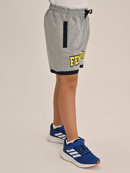 Fenerbahçe Gri Melanj Tribün Altı Renk Logolu Çocuk Şort