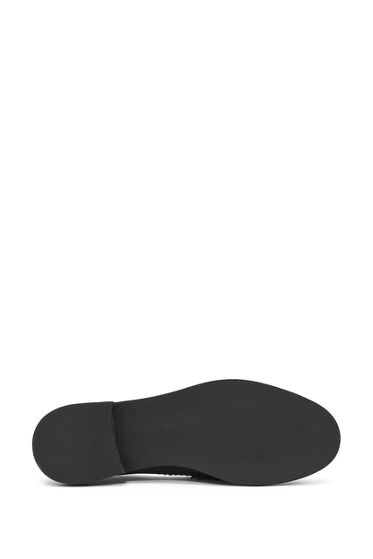 Kadın Siyah Tokalı Deri Loafer