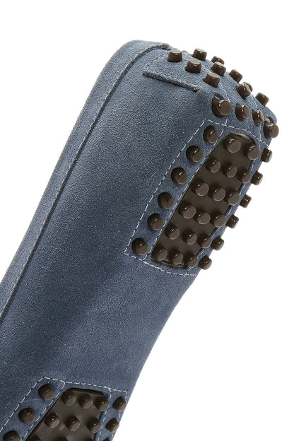 Kadın Mavi Püsküllü Süet Deri Loafer