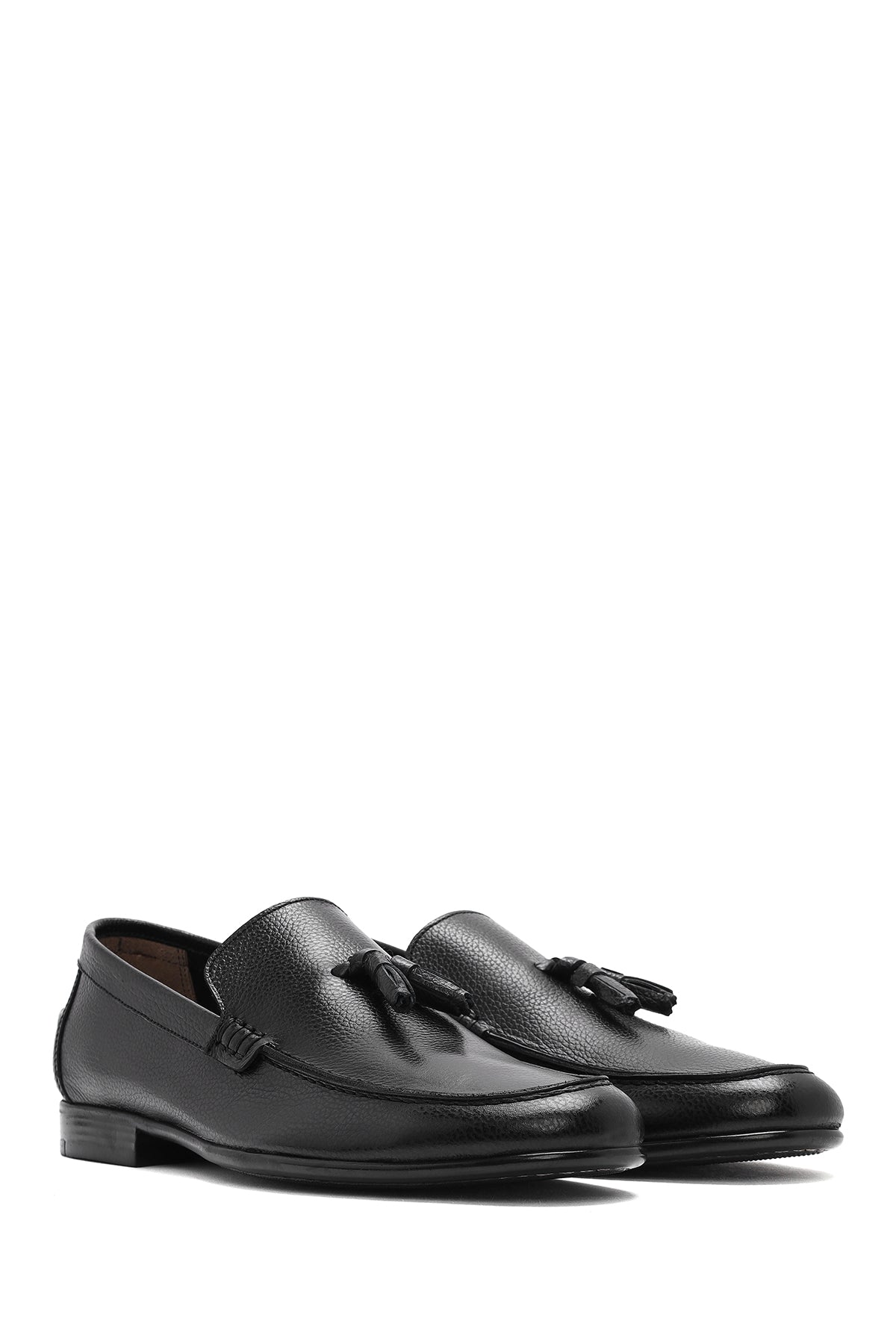 Erkek Siyah Püsküllü Deri Casual Loafer
