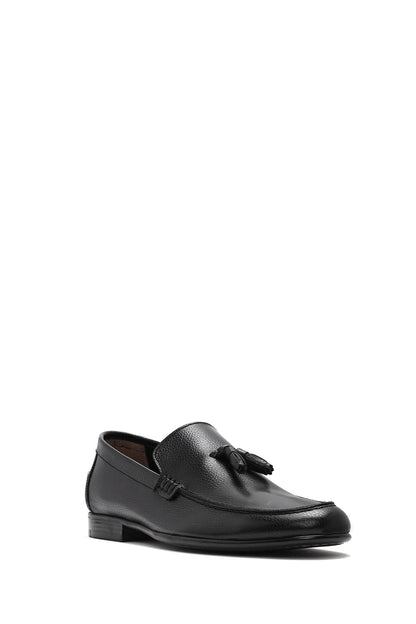 Erkek Siyah Püsküllü Deri Casual Loafer