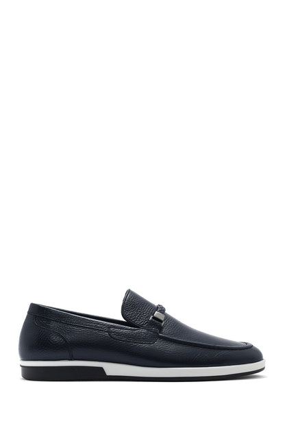 Erkek Lacivert Deri Casual Loafer