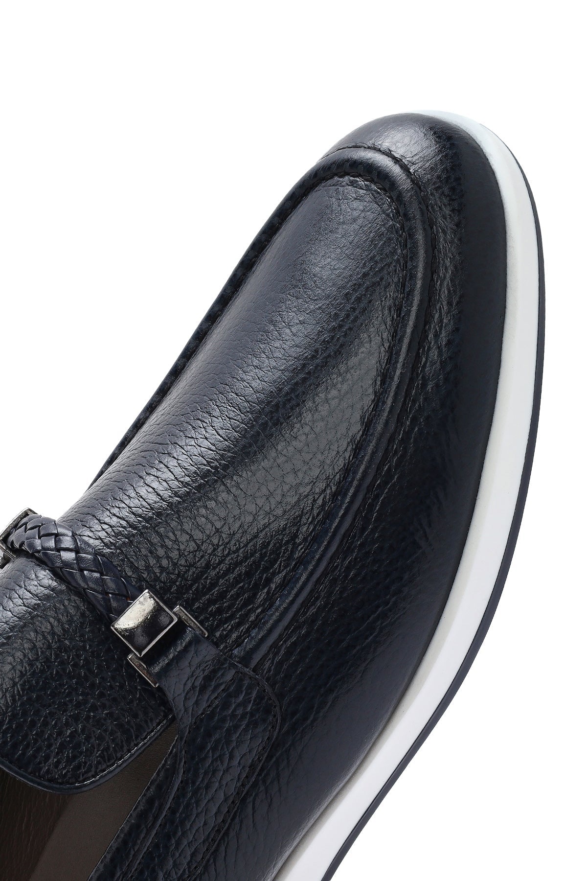 Erkek Lacivert Deri Casual Loafer