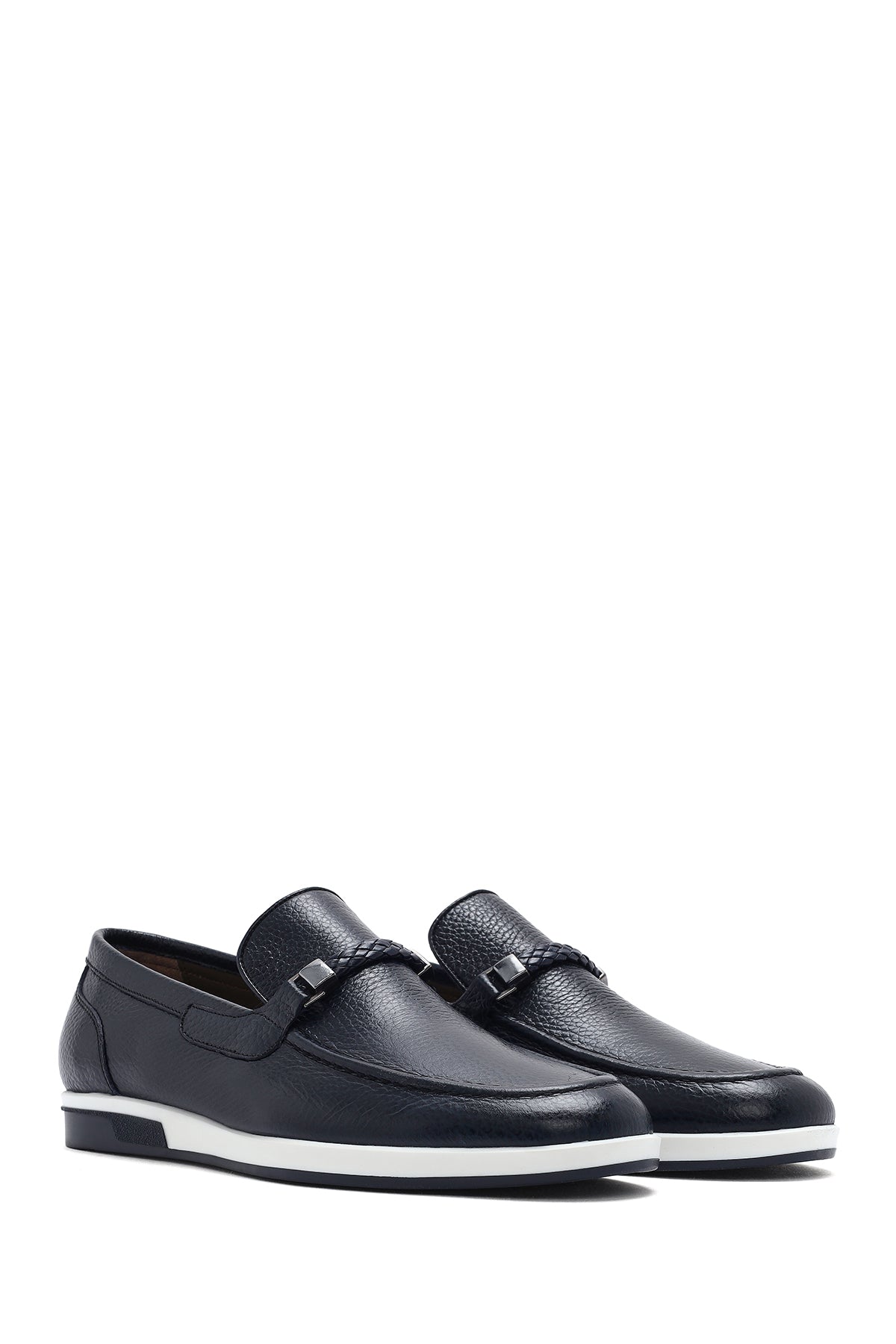 Erkek Lacivert Deri Casual Loafer