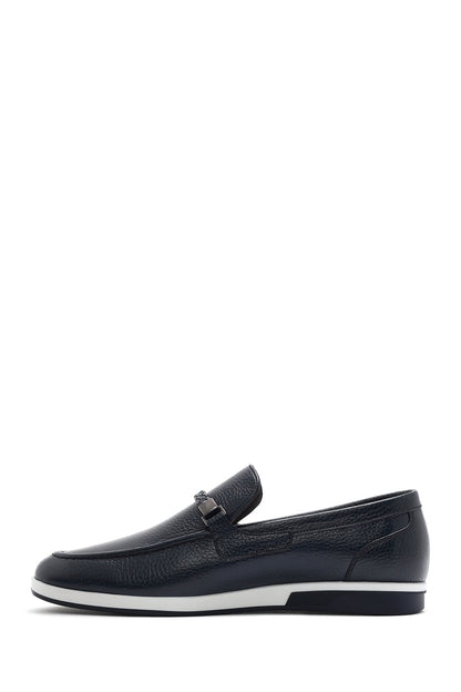 Erkek Lacivert Deri Casual Loafer