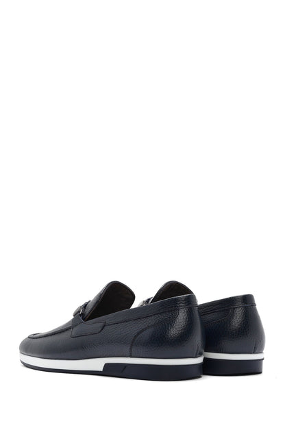 Erkek Lacivert Deri Casual Loafer