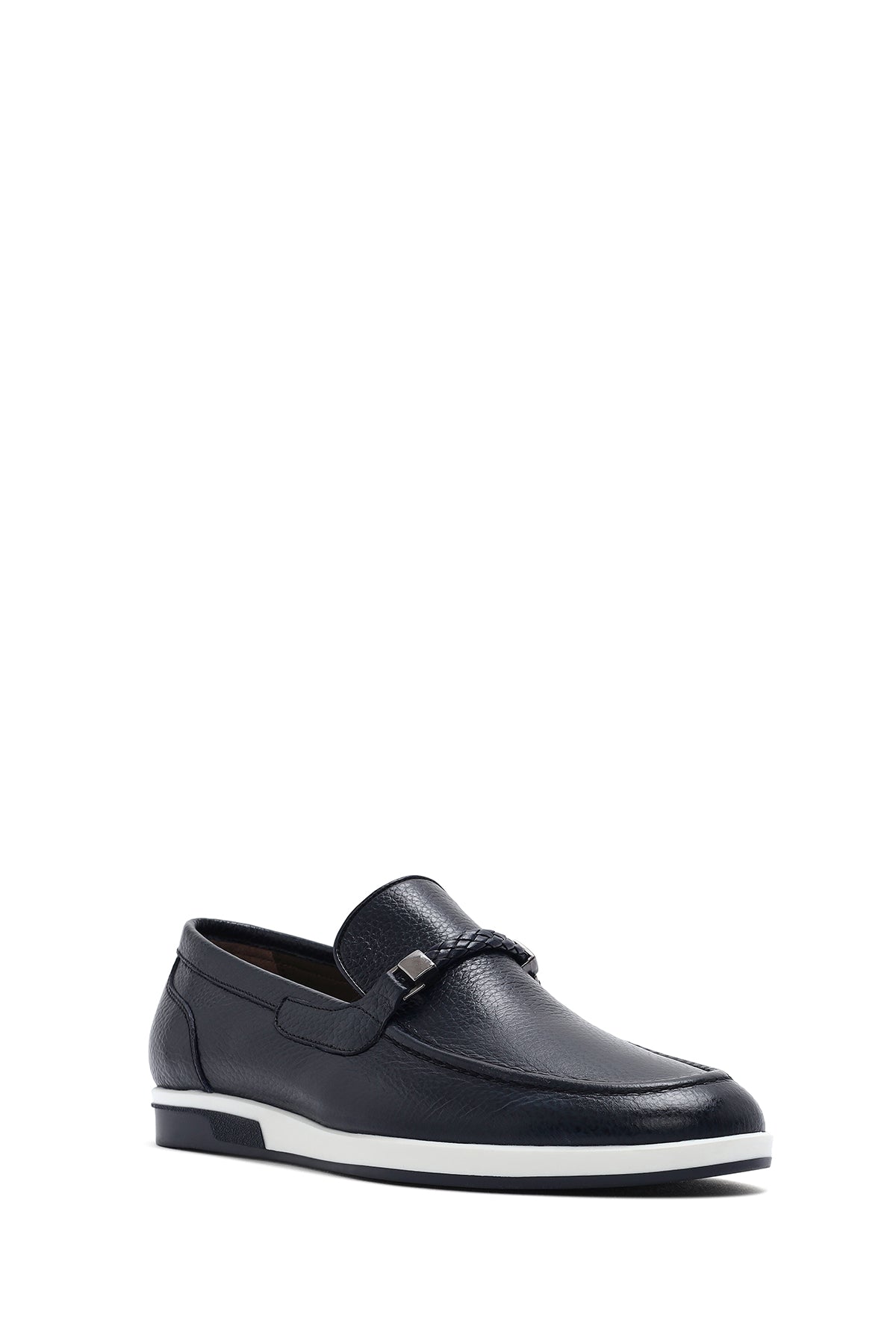 Erkek Lacivert Deri Casual Loafer