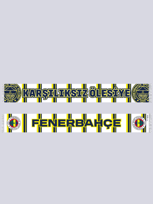 Fenerbahçe Beyaz Karşılıksız Ölesiye Unisex Şal