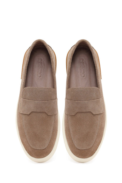Erkek Bej Süet Deri Casual Loafer