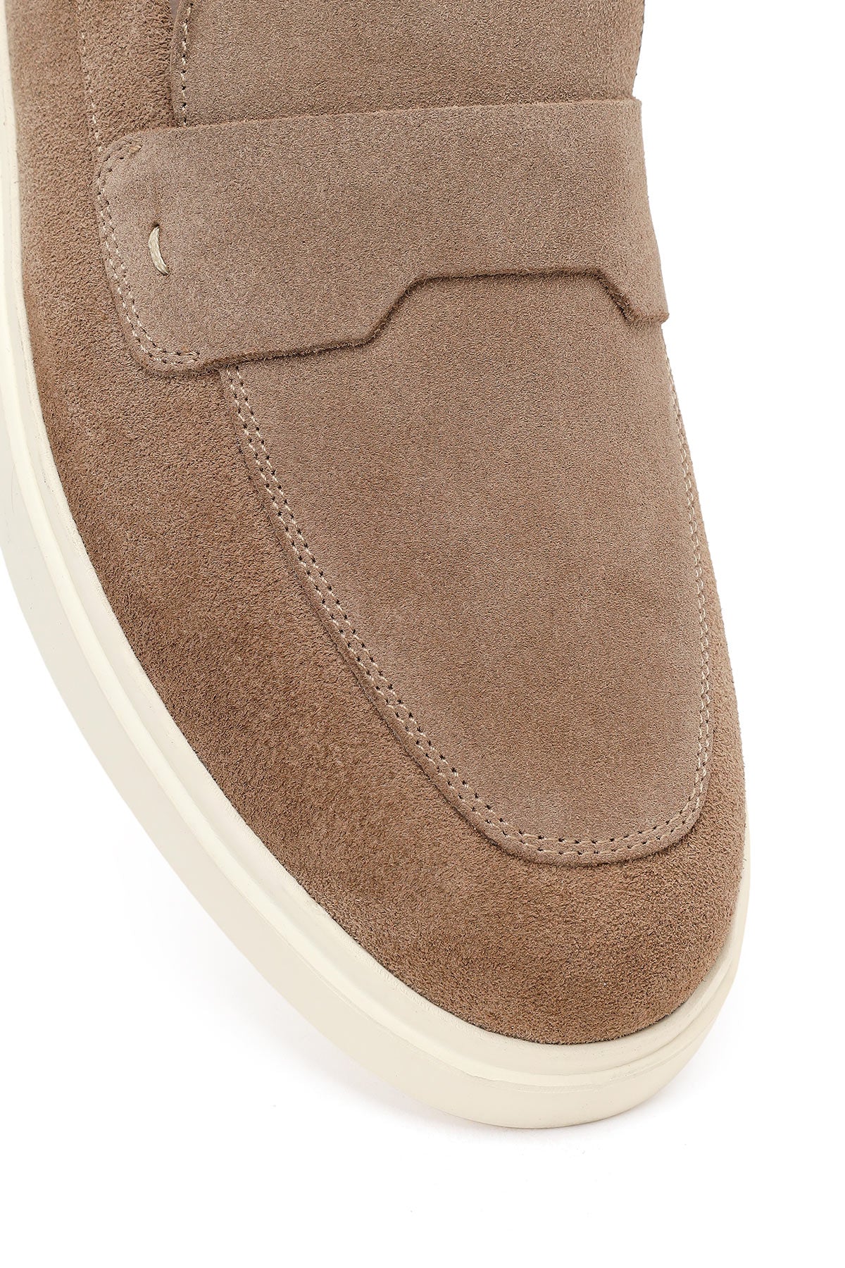 Erkek Bej Süet Deri Casual Loafer