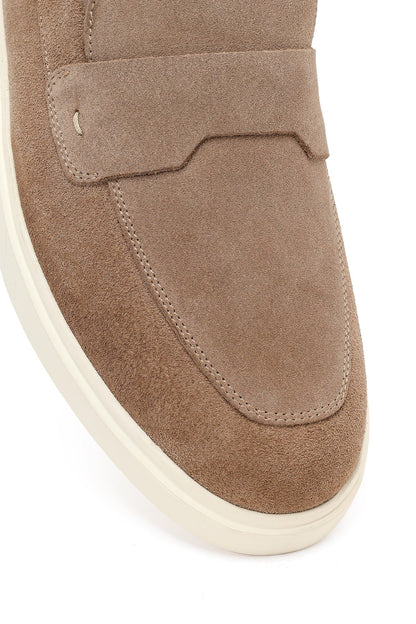 Erkek Bej Süet Deri Casual Loafer