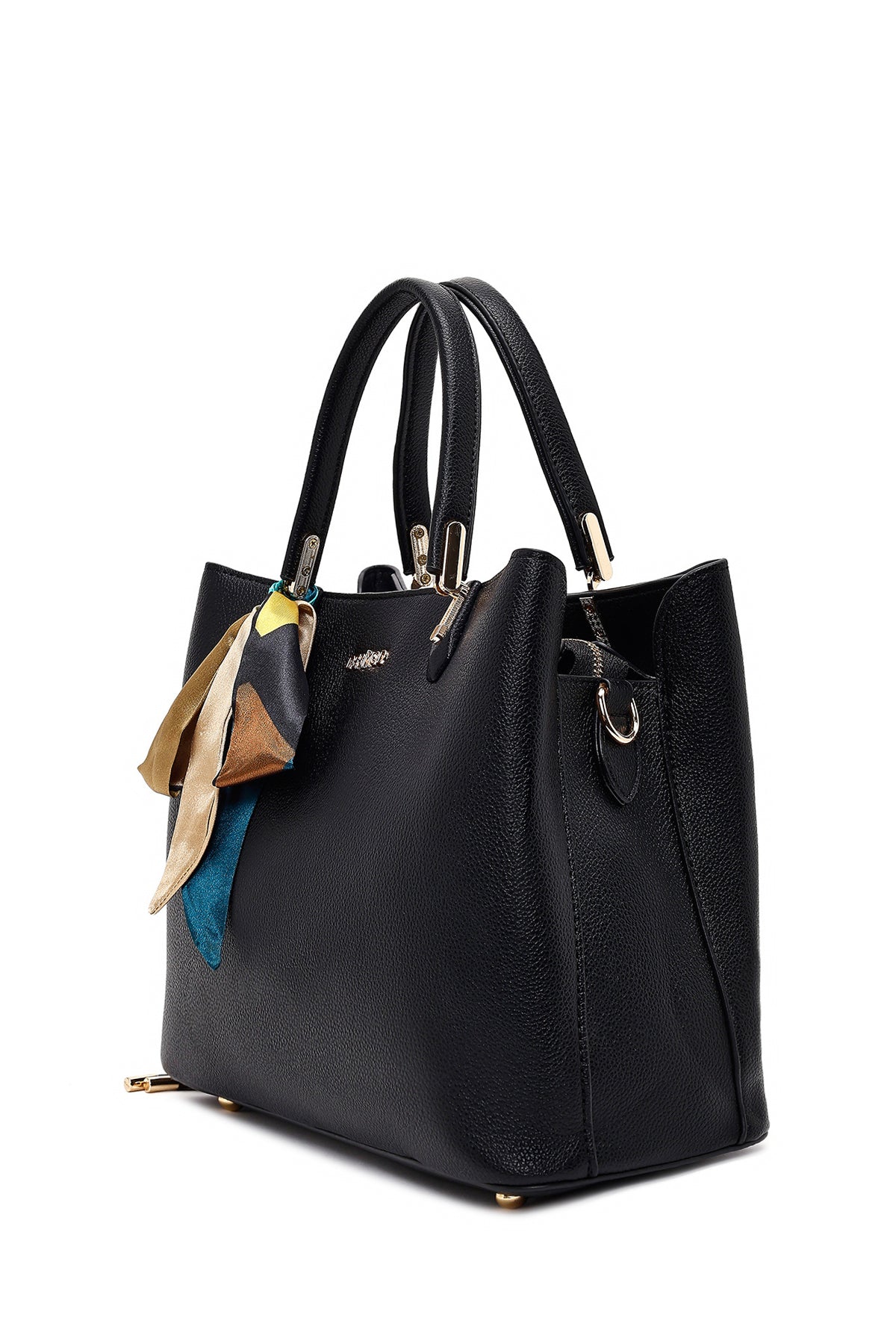 Kadın Siyah Uzun Askılı Aksesuarlı Kol Çantası