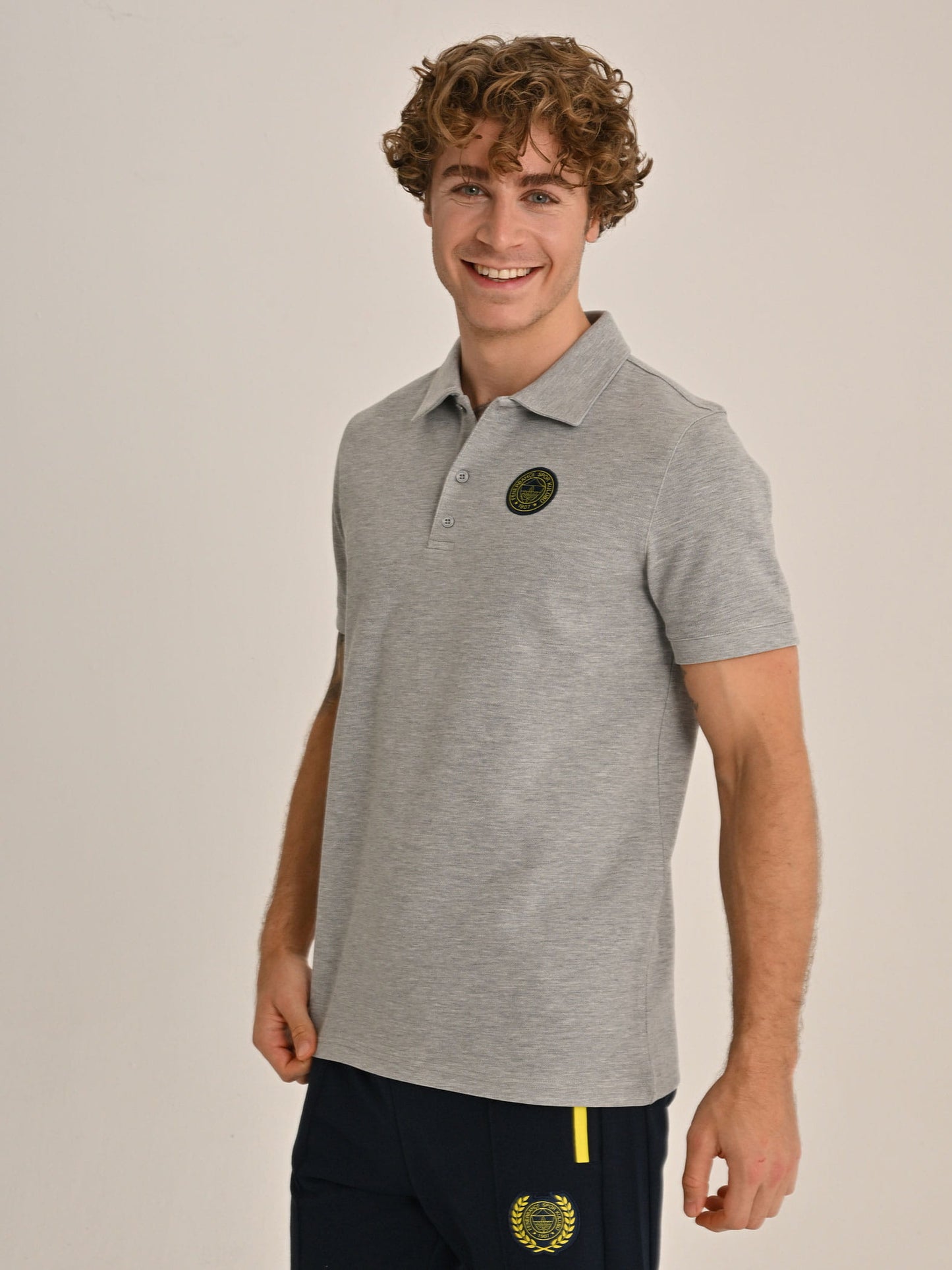 Fenerbahçe Gri Tribün Pike Interlok Erkek Polo Tshirt