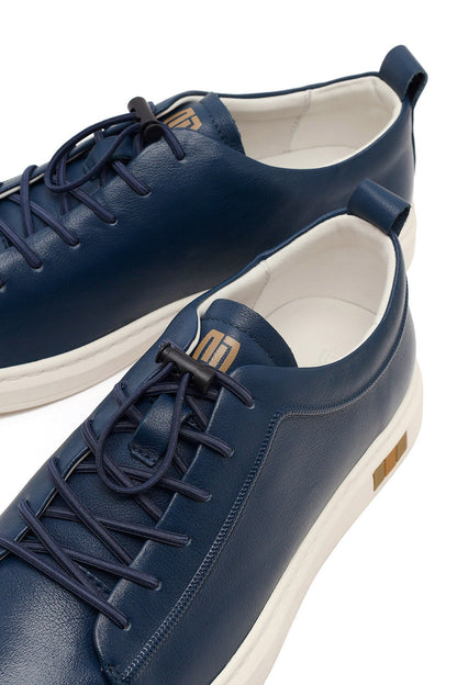 Erkek Lacivert Deri Sneaker