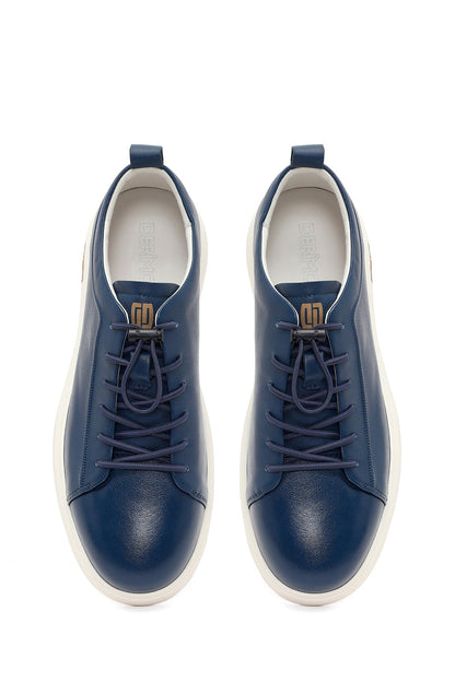 Erkek Lacivert Deri Sneaker