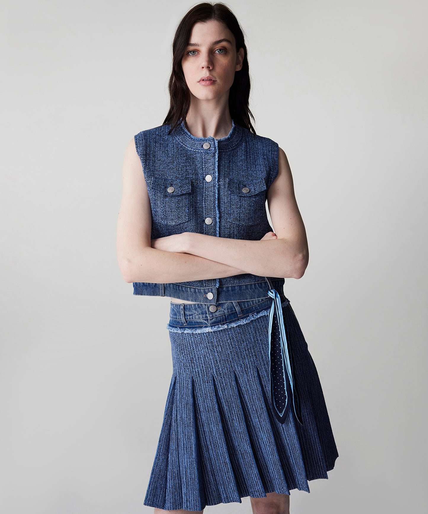 Denim Mix Triko Etek