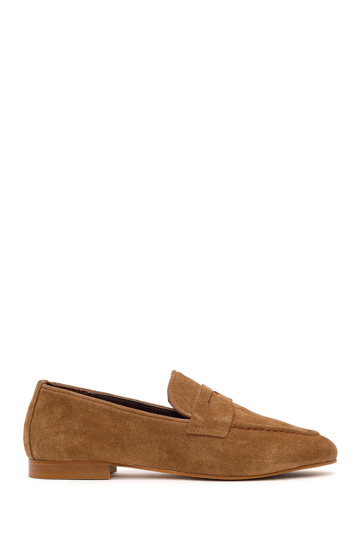 Kadın Taba Süet Deri Maskülen Loafer