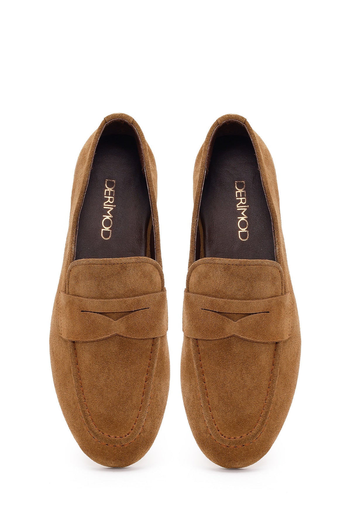 Kadın Taba Süet Deri Maskülen Loafer