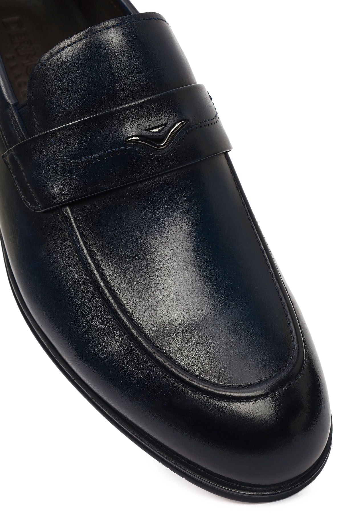 Erkek Lacivert Deri Klasik Loafer