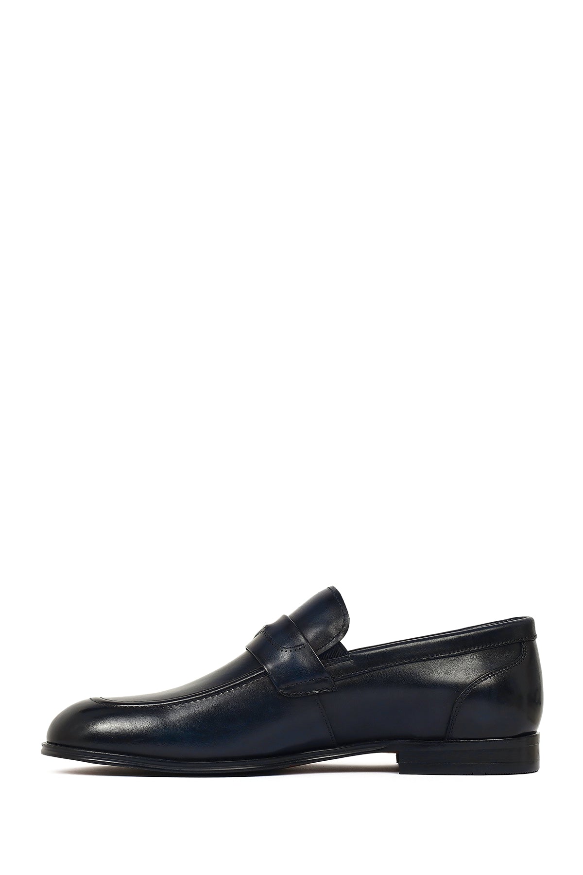 Erkek Lacivert Deri Klasik Loafer