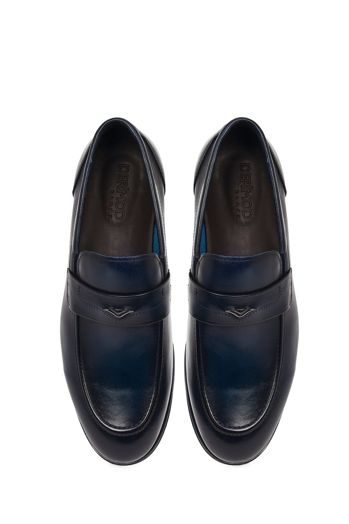 Erkek Lacivert Deri Klasik Loafer