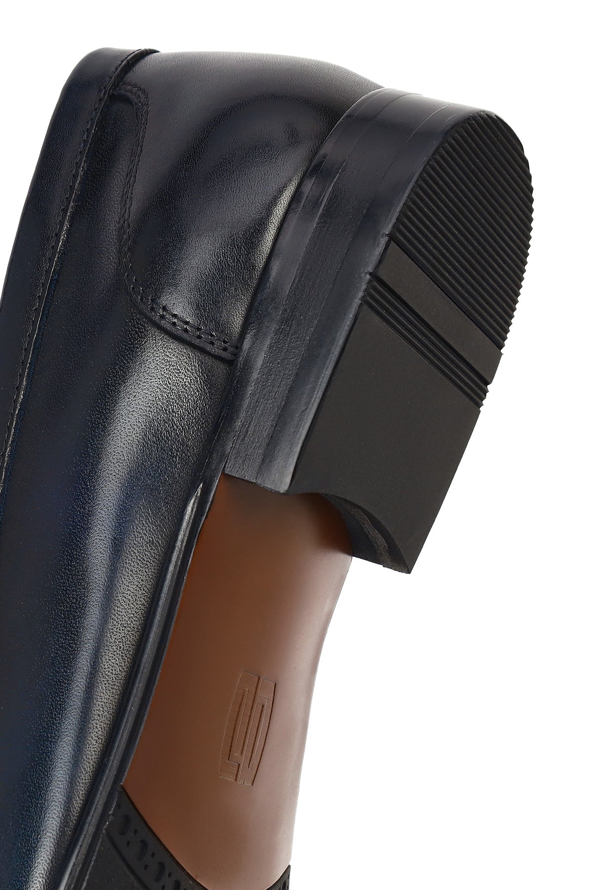 Erkek Lacivert Deri Klasik Loafer