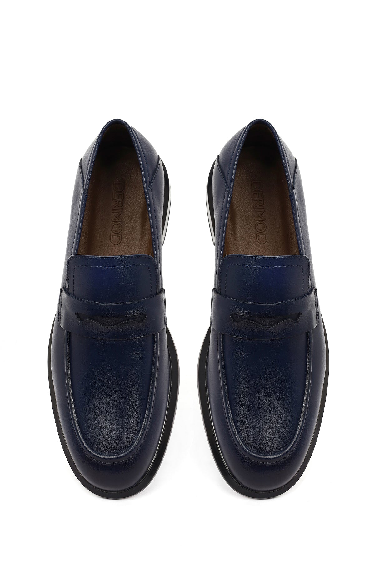 Erkek Lacivert Deri Casual Loafer