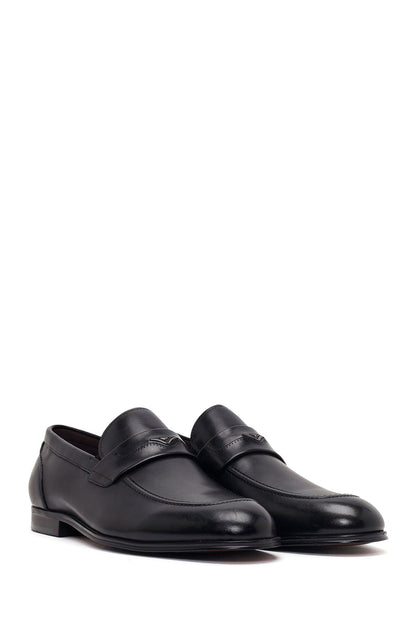 Erkek Siyah Deri Klasik Loafer