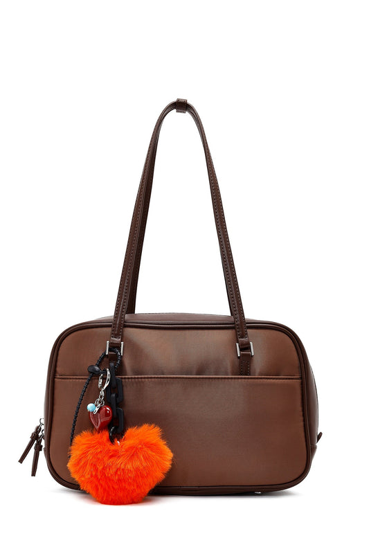 Kadın Kahverengi Aksesuarlı Omuz Çantası