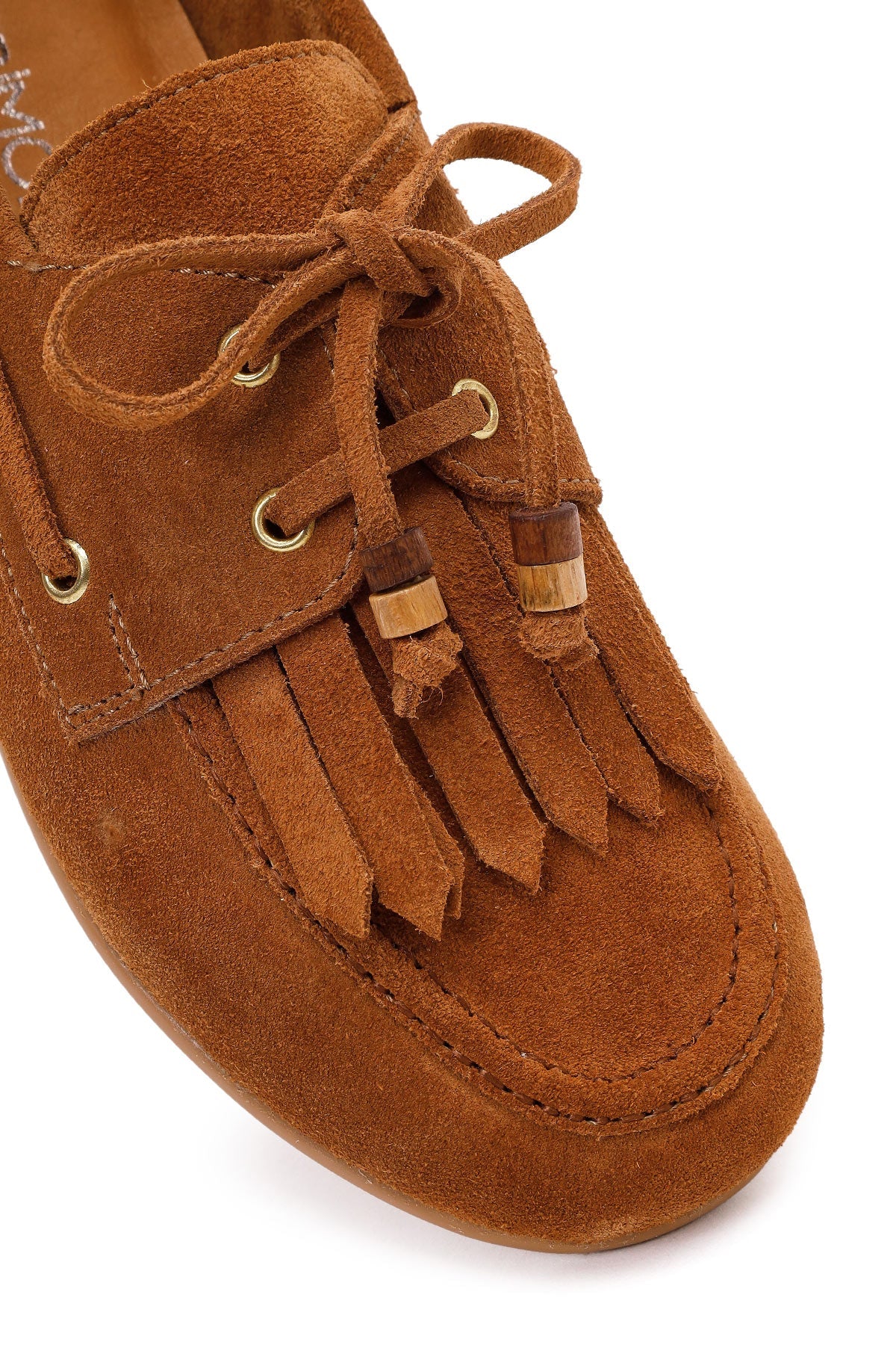 Kadın Taba Püsküllü Süet Deri Loafer