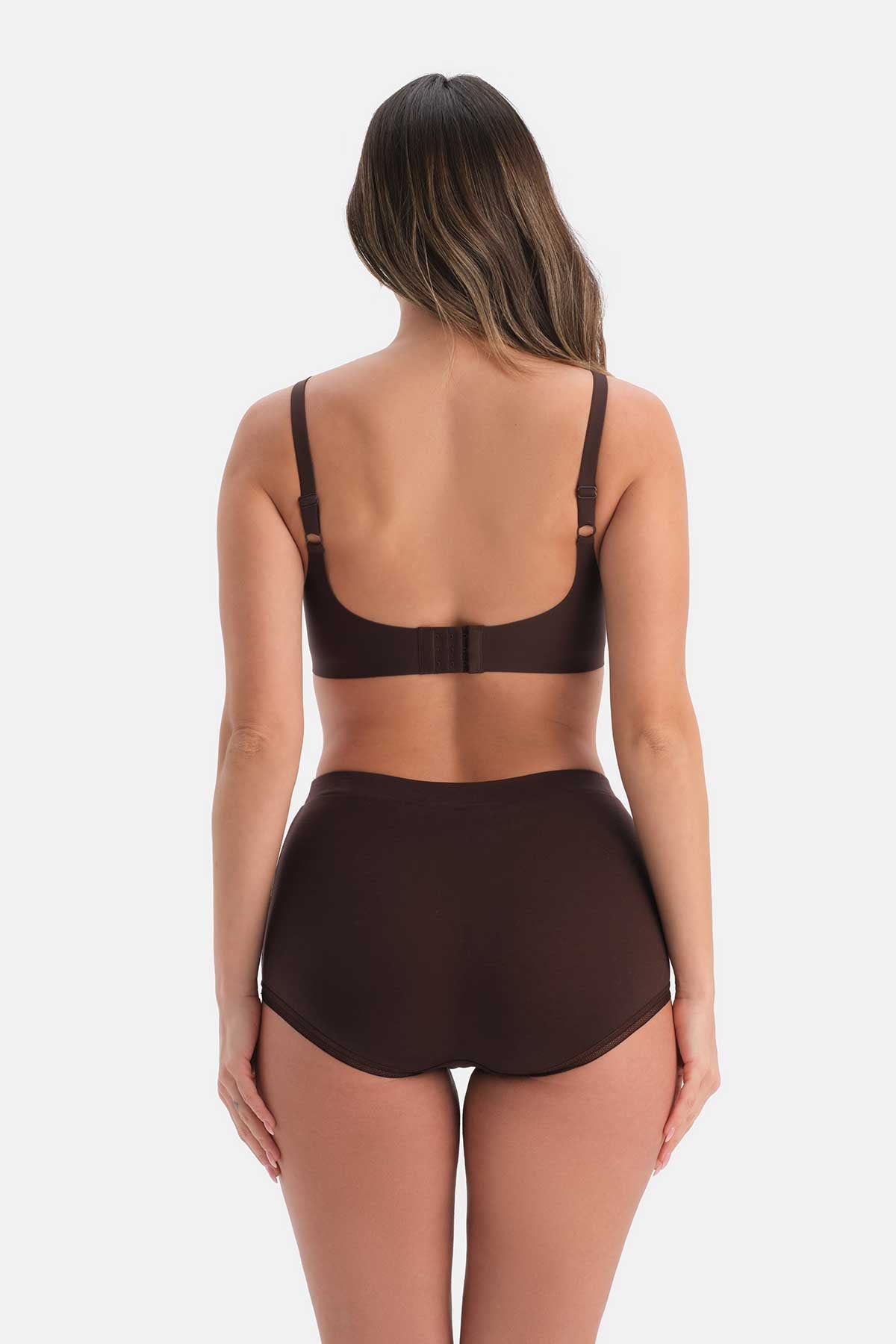 Kahverengi Dantel Detaylı Boyshort Külot