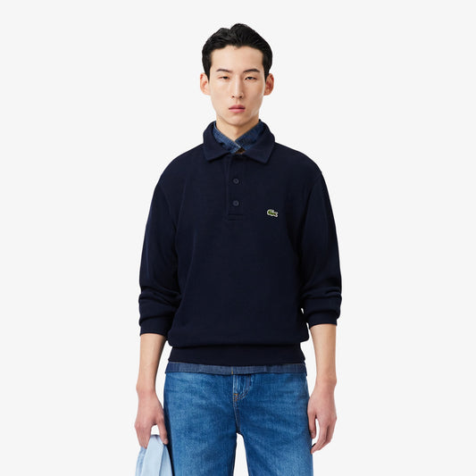 Erkek Classic Fit Polo Yaka Lacivert Sweatshirt