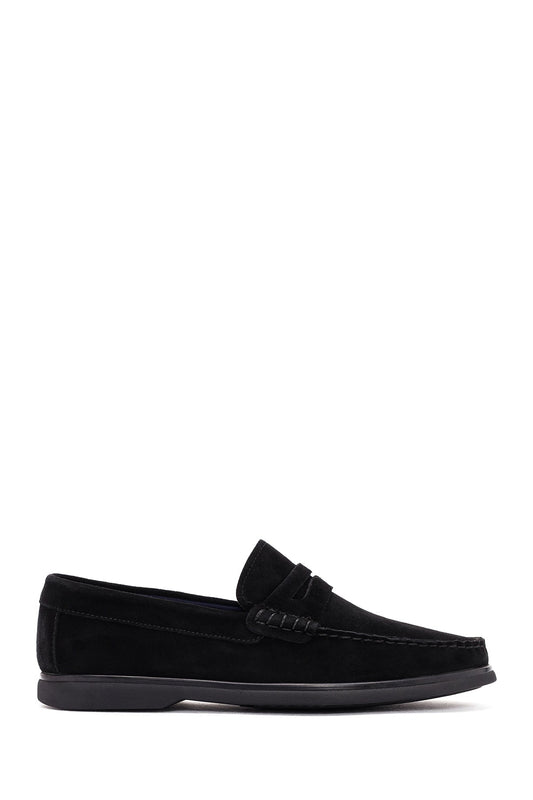 Erkek Siyah Süet Deri Loafer
