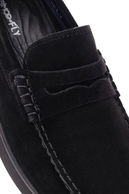 Erkek Siyah Süet Deri Loafer