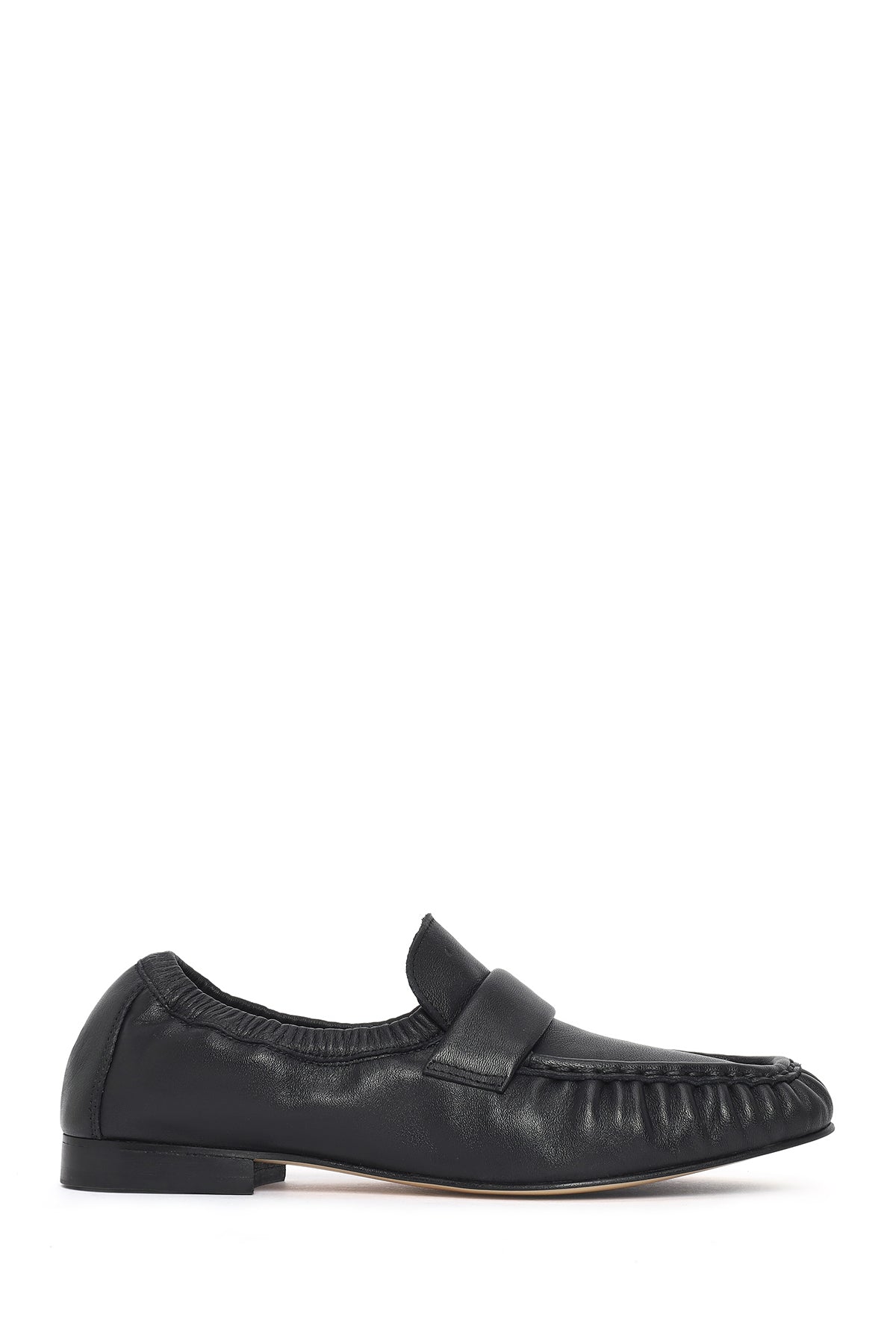 Kadın Siyah Deri Maskülen Loafer