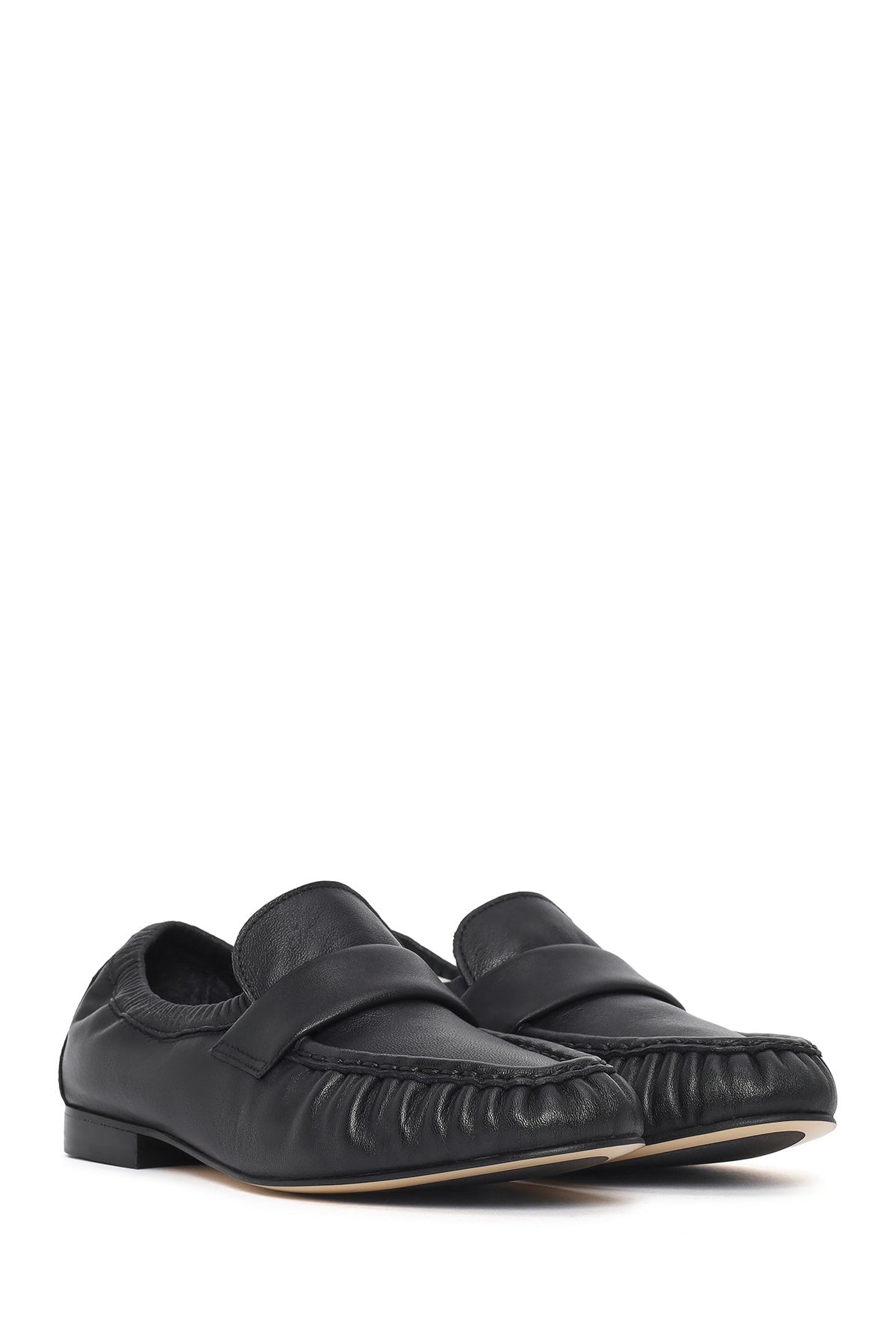 Kadın Siyah Deri Maskülen Loafer