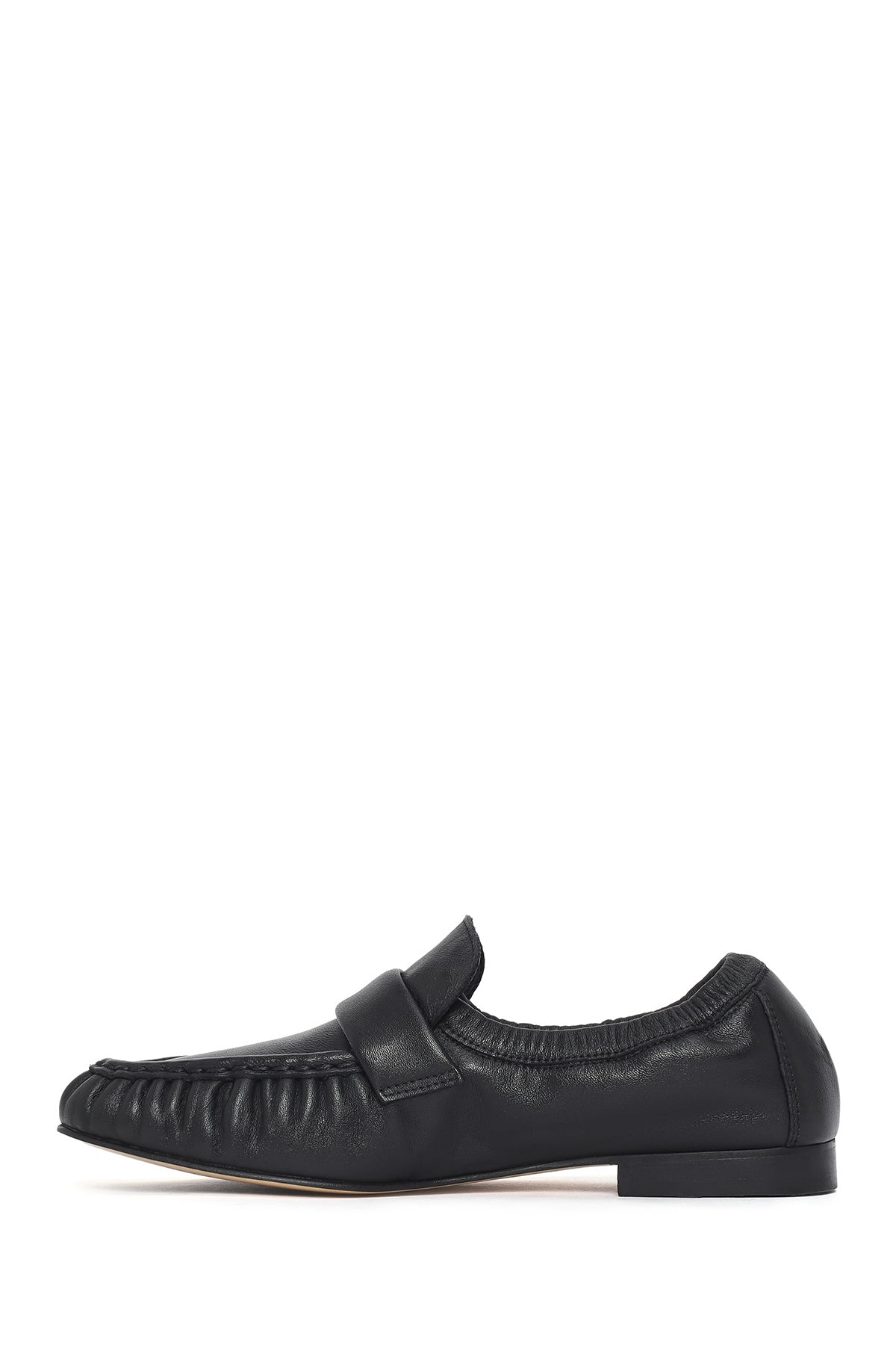 Kadın Siyah Deri Maskülen Loafer