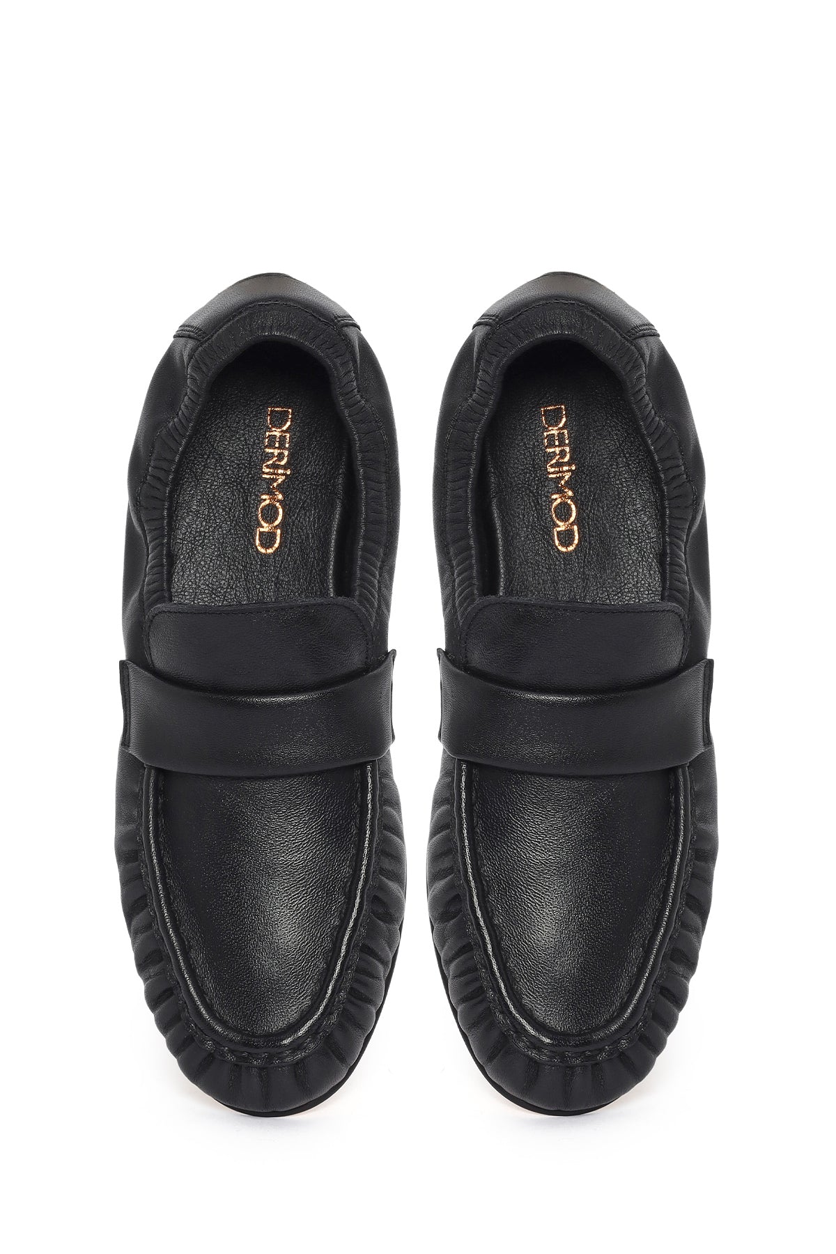 Kadın Siyah Deri Maskülen Loafer