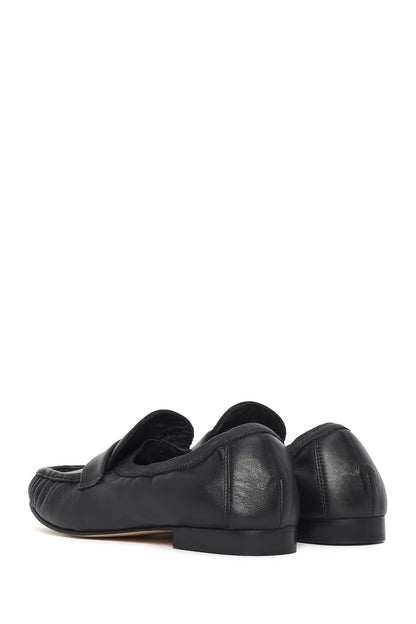 Kadın Siyah Deri Maskülen Loafer