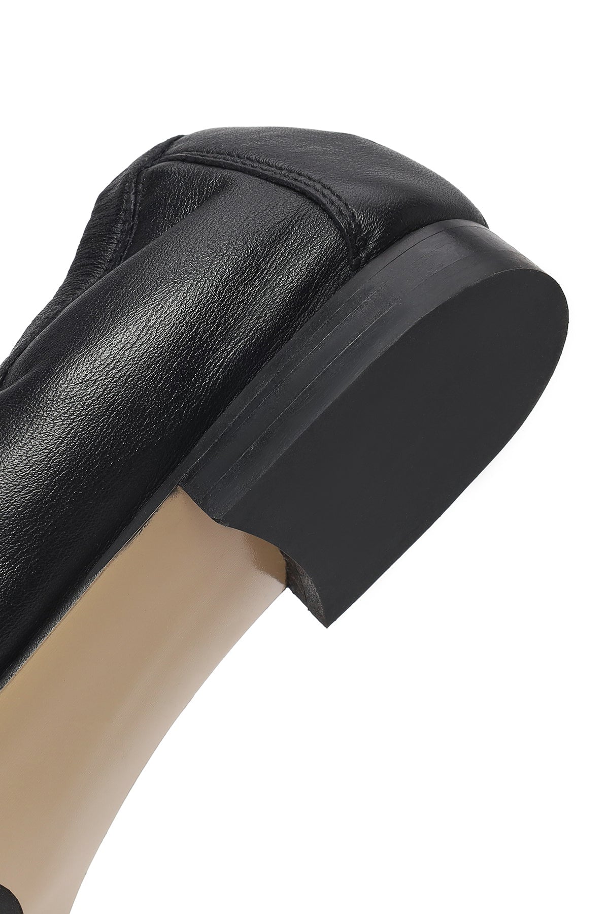 Kadın Siyah Deri Maskülen Loafer