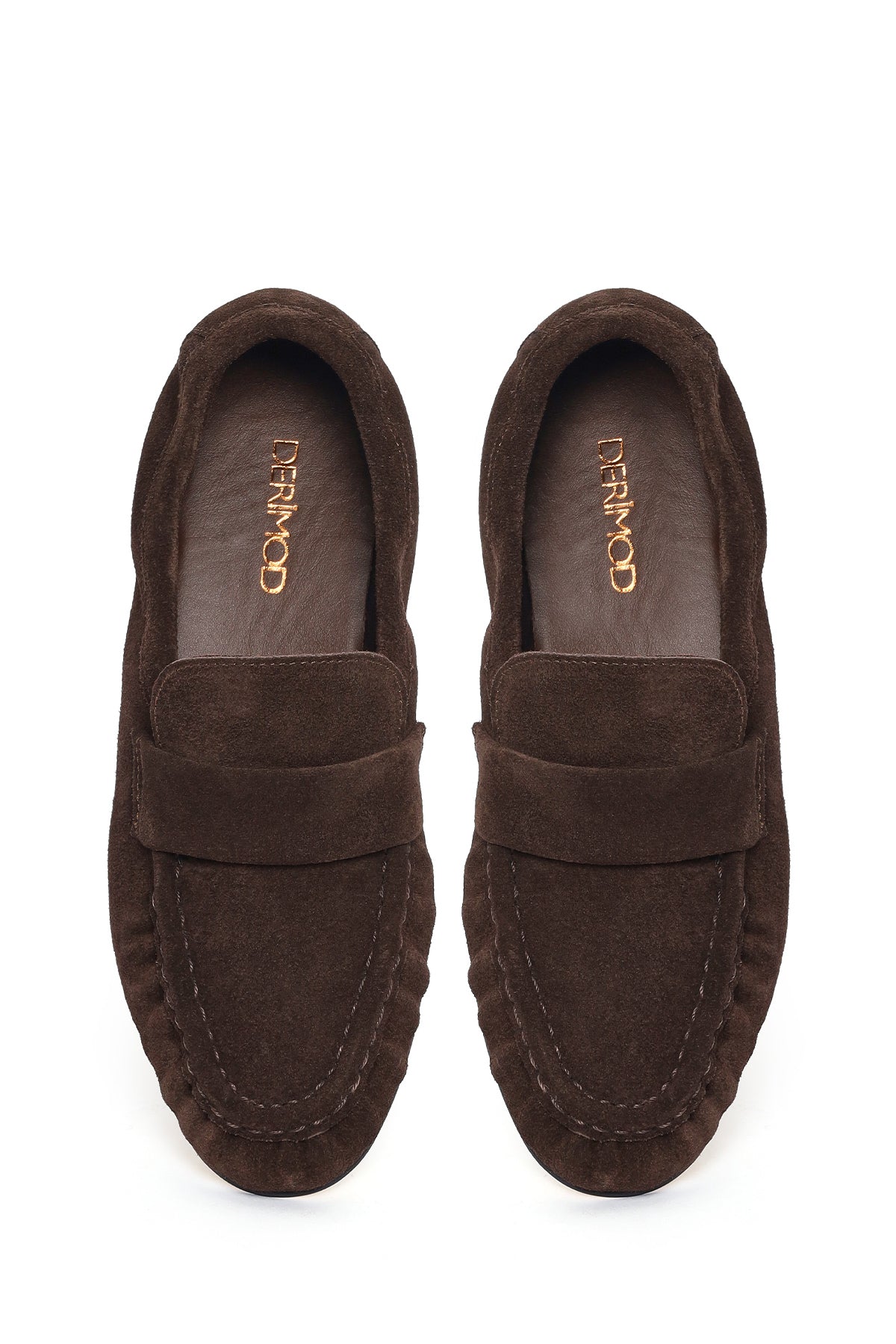 Kadın Kahverengi Süet Deri Maskülen Loafer