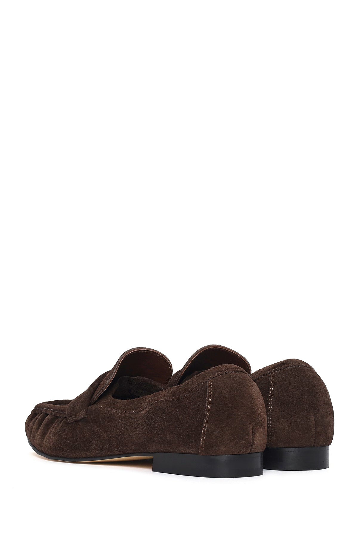 Kadın Kahverengi Süet Deri Maskülen Loafer